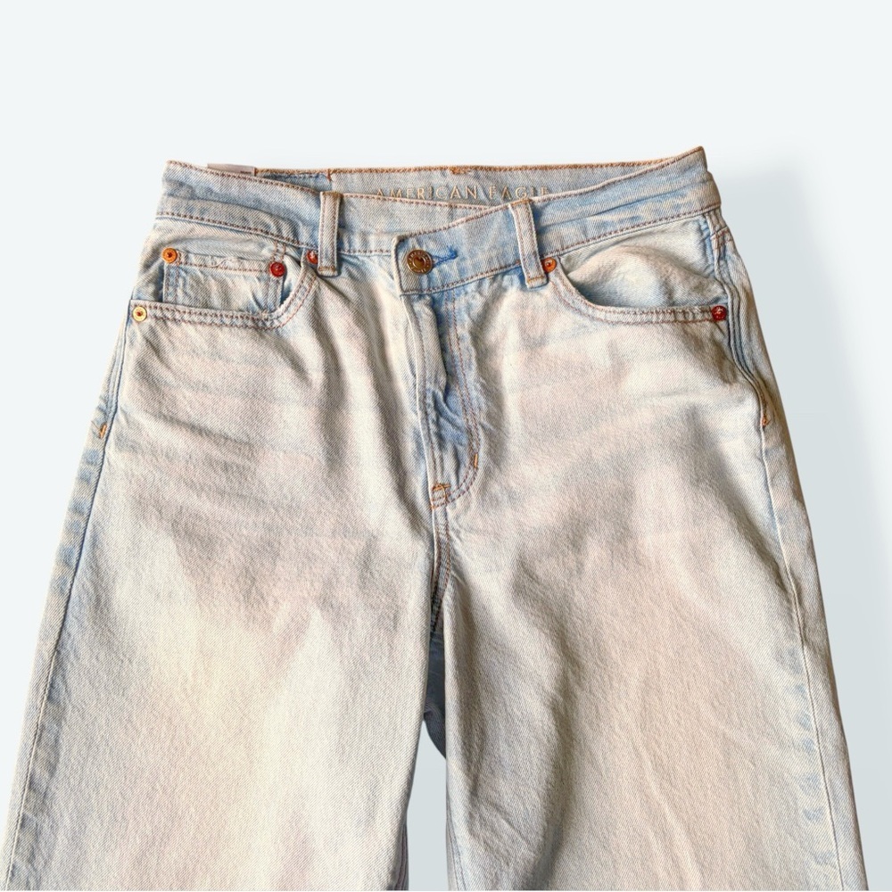 American Eagle Highest Rise Baggy Straight Jeans – Size 4 Short Light Blue - Picture 6 of 11